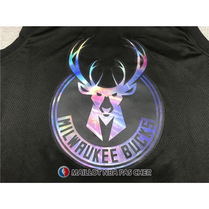 Maillot Milwaukee Bucks Giannis Antetokounmpo Iridescent Logo Noir